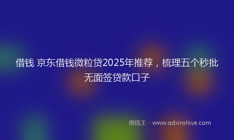 借钱 京东借钱微粒贷2025年推荐，梳理五个秒批无面签贷款口子