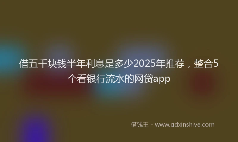 借五千块钱半年利息是多少2025年推荐，整合5个看银行流水的网贷app
