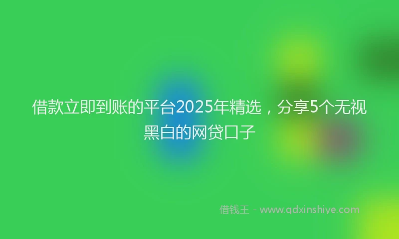 借款立即到账的平台2025年精选，分享5个无视黑白的网贷口子