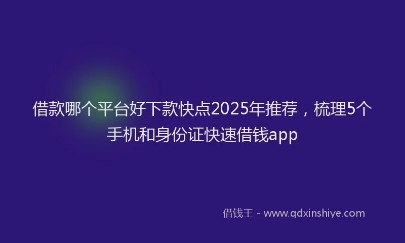 借款哪个平台好下款快点2025年推荐，梳理5个手机和身份证快速借钱app