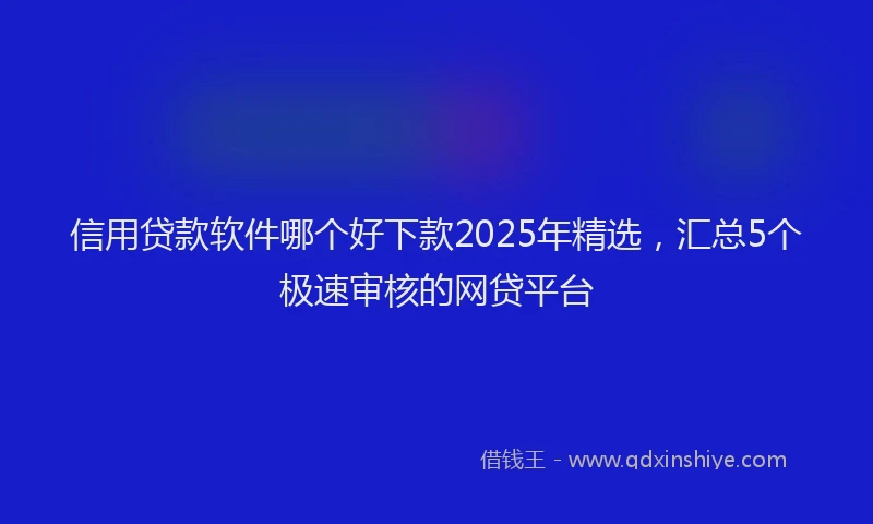 信用贷款软件哪个好下款2025年精选，汇总5个极速审核的网贷平台