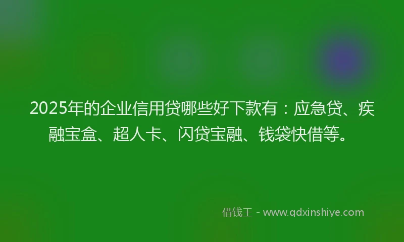 2025年的企业信用贷哪些好下款有：应急贷、疾融宝盒、超人卡、闪贷宝融、钱袋快借等。