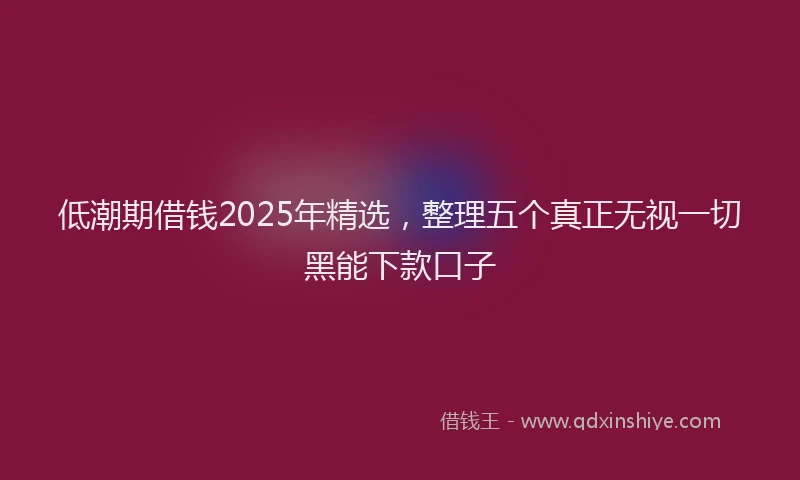低潮期借钱2025年精选，整理五个真正无视一切黑能下款口子
