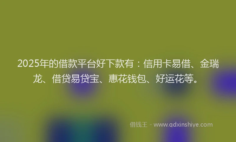 2025年的借款平台好下款有：信用卡易借、金瑞龙、借贷易贷宝、惠花钱包、好运花等。