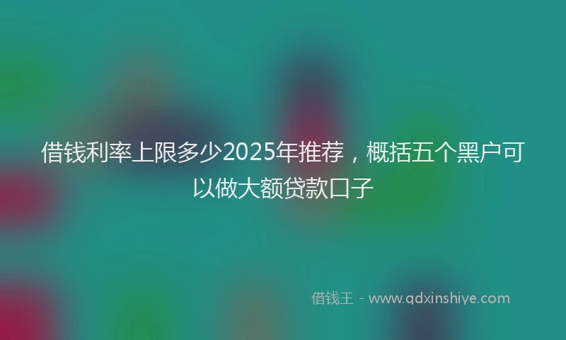 借钱利率上限多少2025年推荐，概括五个黑户可以做大额贷款口子