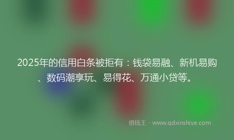 2025年的信用白条被拒有：钱袋易融、新机易购、数码潮享玩、易得花、万通小贷等。