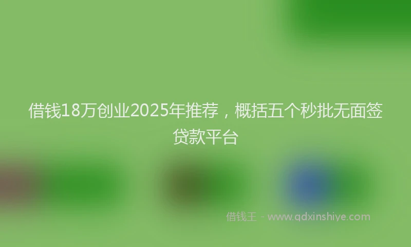 借钱18万创业2025年推荐，概括五个秒批无面签贷款平台