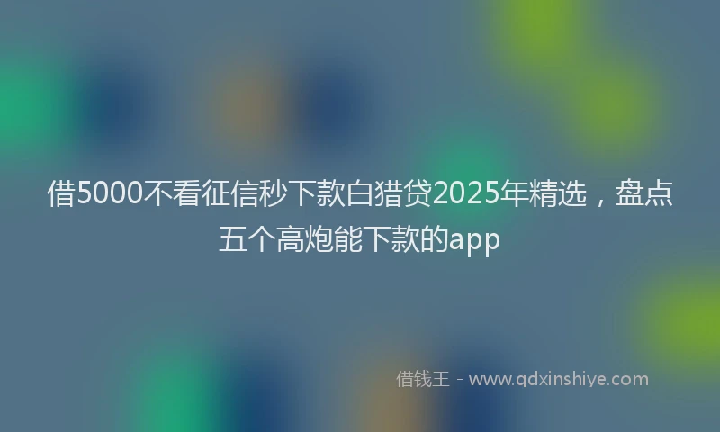 借5000不看征信秒下款白猎贷2025年精选，盘点五个高炮能下款的app