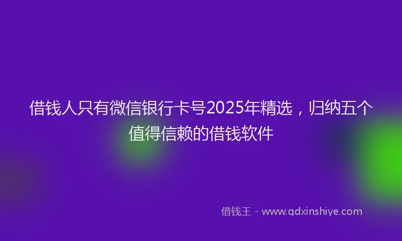 借钱人只有微信银行卡号2025年精选，归纳五个值得信赖的借钱软件