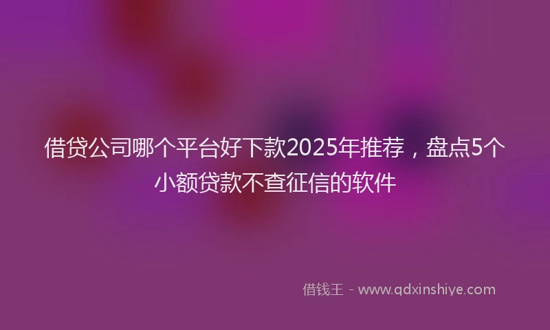 借贷公司哪个平台好下款2025年推荐，盘点5个小额贷款不查征信的软件
