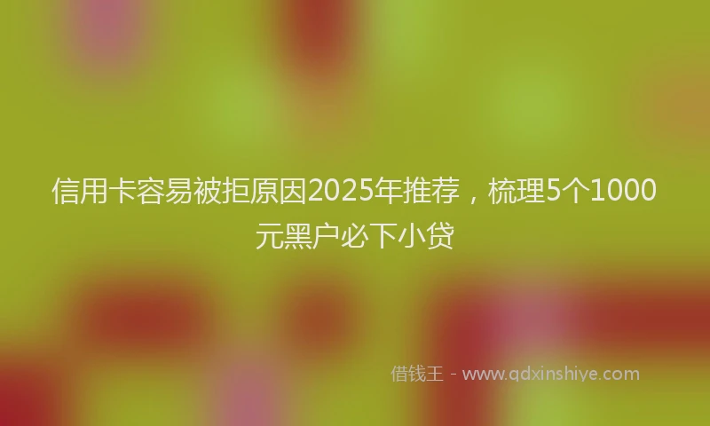 信用卡容易被拒原因2025年推荐，梳理5个1000元黑户必下小贷