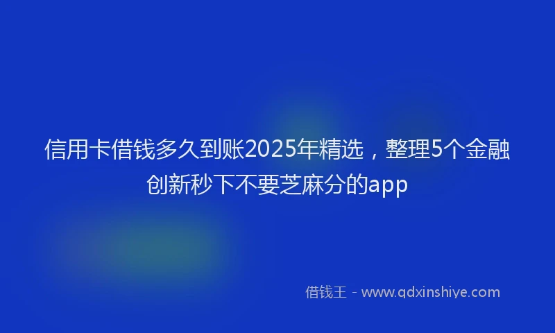 信用卡借钱多久到账2025年精选，整理5个金融创新秒下不要芝麻分的app