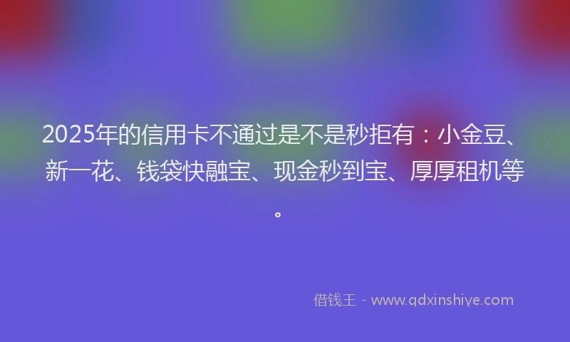 2025年的信用卡不通过是不是秒拒有：小金豆、新一花、钱袋快融宝、现金秒到宝、厚厚租机等。