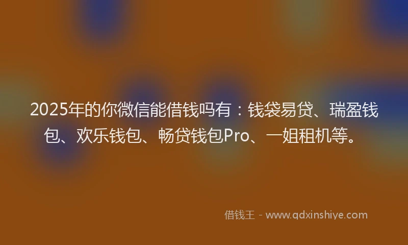 2025年的你微信能借钱吗有：钱袋易贷、瑞盈钱包、欢乐钱包、畅贷钱包Pro、一姐租机等。