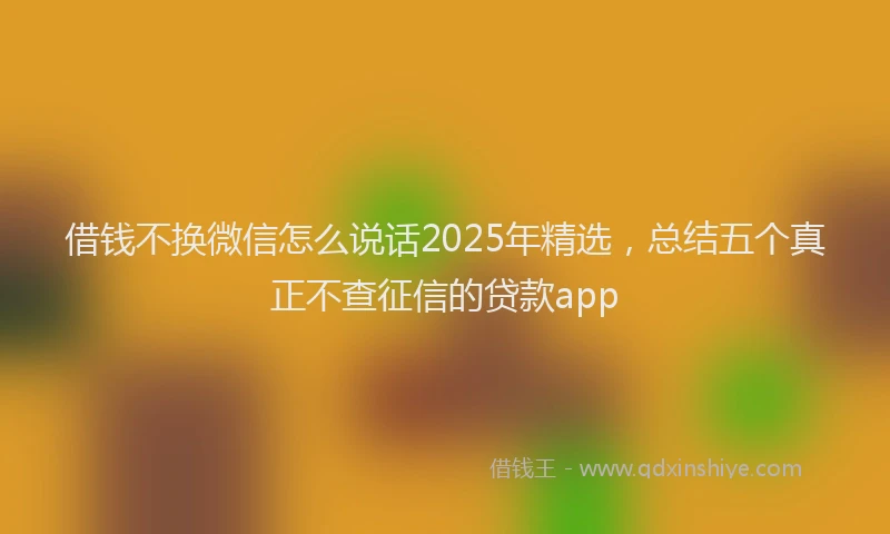 借钱不换微信怎么说话2025年精选，总结五个真正不查征信的贷款app
