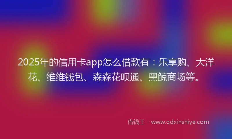 2025年的信用卡app怎么借款有：乐享购、大洋花、维维钱包、森森花呗通、黑鲸商场等。