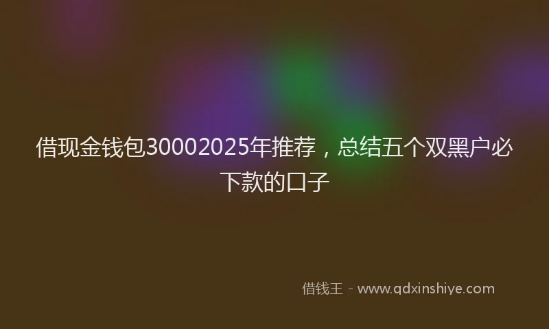 借现金钱包30002025年推荐，总结五个双黑户必下款的口子