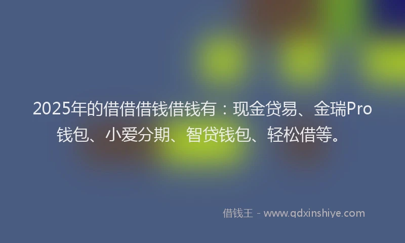 2025年的借借借钱借钱有：现金贷易、金瑞Pro钱包、小爱分期、智贷钱包、轻松借等。