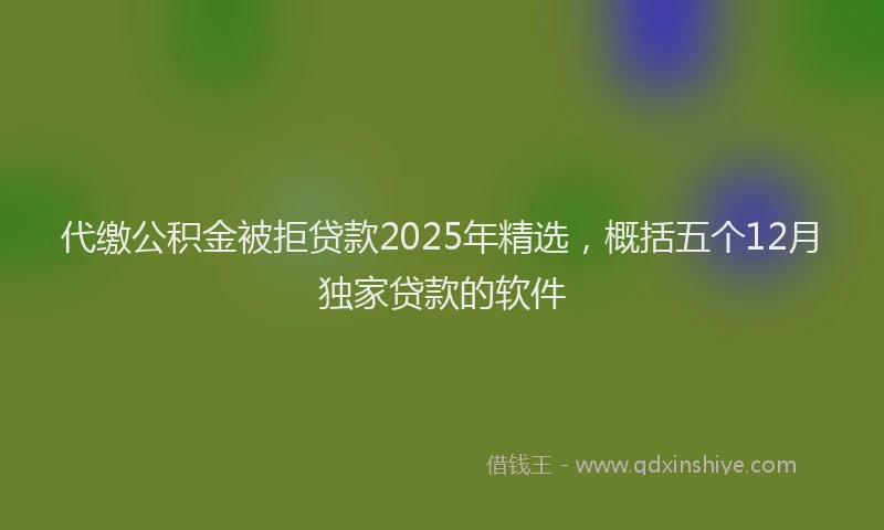 代缴公积金被拒贷款2025年精选，概括五个12月独家贷款的软件