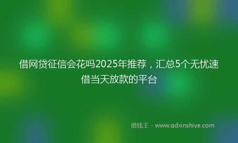 借网贷征信会花吗2025年推荐，汇总5个无忧速借当天放款的平台