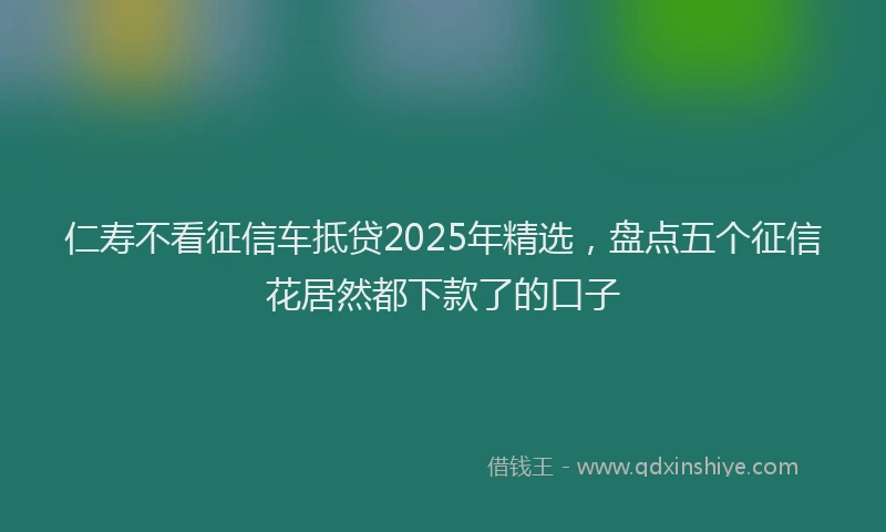仁寿不看征信车抵贷2025年精选，盘点五个征信花居然都下款了的口子
