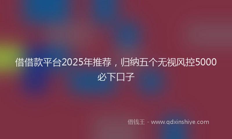 借借款平台2025年推荐，归纳五个无视风控5000必下口子