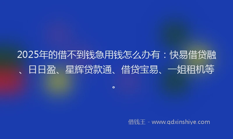 2025年的借不到钱急用钱怎么办有：快易借贷融、日日盈、星辉贷款通、借贷宝易、一姐租机等。