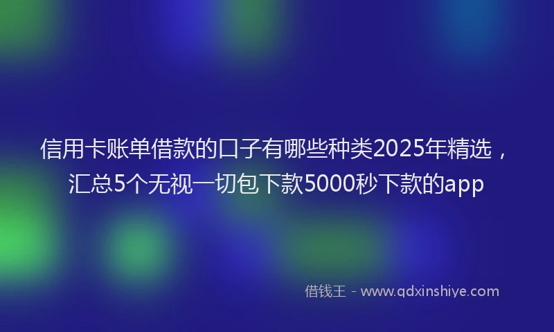 信用卡账单借款的口子有哪些种类2025年精选，汇总5个无视一切包下款5000秒下款的app