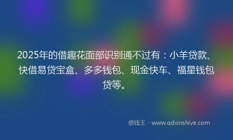 2025年的借趣花面部识别通不过有：小羊贷款、快借易贷宝盒、多多钱包、现金快车、福星钱包贷等。