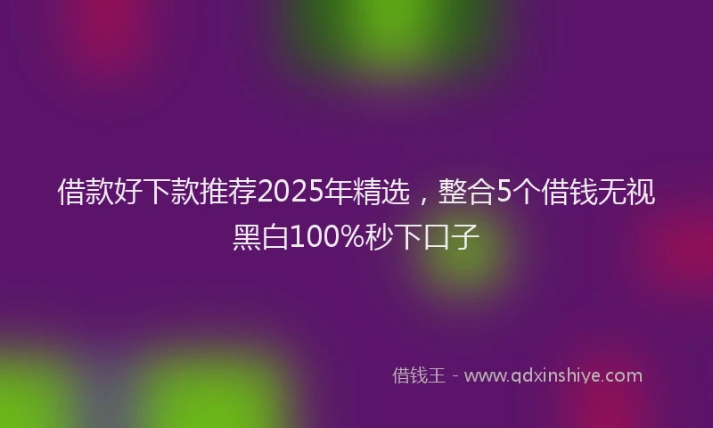 借款好下款推荐2025年精选，整合5个借钱无视黑白100%秒下口子