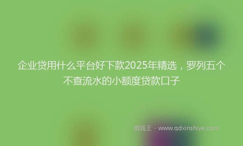 企业贷用什么平台好下款2025年精选，罗列五个不查流水的小额度贷款口子