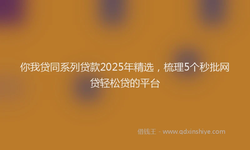 你我贷同系列贷款2025年精选，梳理5个秒批网贷轻松贷的平台