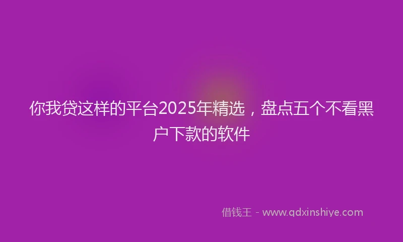你我贷这样的平台2025年精选，盘点五个不看黑户下款的软件