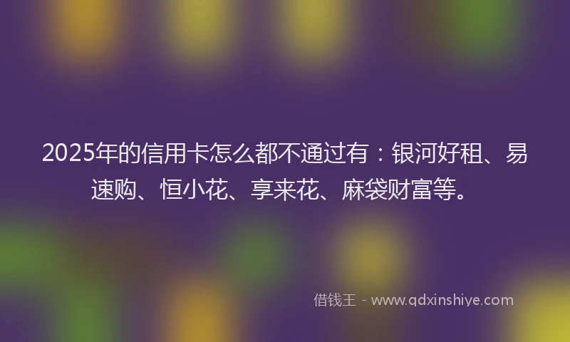 2025年的信用卡怎么都不通过有：银河好租、易速购、恒小花、享来花、麻袋财富等。
