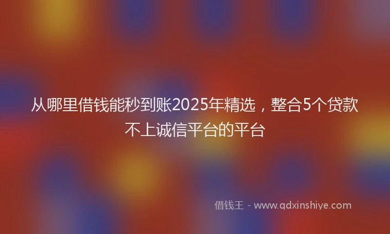 从哪里借钱能秒到账2025年精选，整合5个贷款不上诚信平台的平台