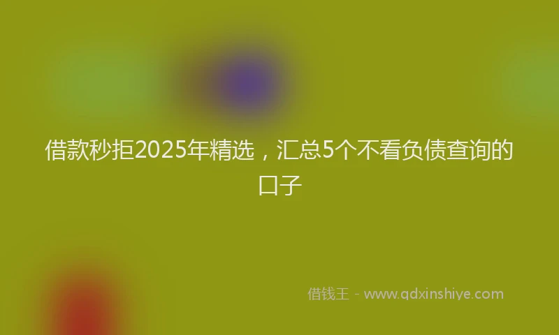 借款秒拒2025年精选，汇总5个不看负债查询的口子