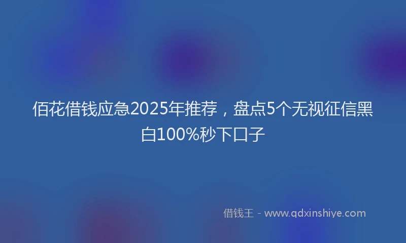 佰花借钱应急2025年推荐，盘点5个无视征信黑白100%秒下口子