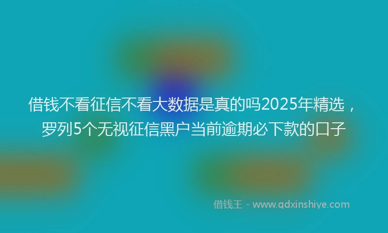 借钱不看征信不看大数据是真的吗2025年精选，罗列5个无视征信黑户当前逾期必下款的口子