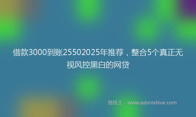 借款3000到账25502025年推荐，整合5个真正无视风控黑白的网贷