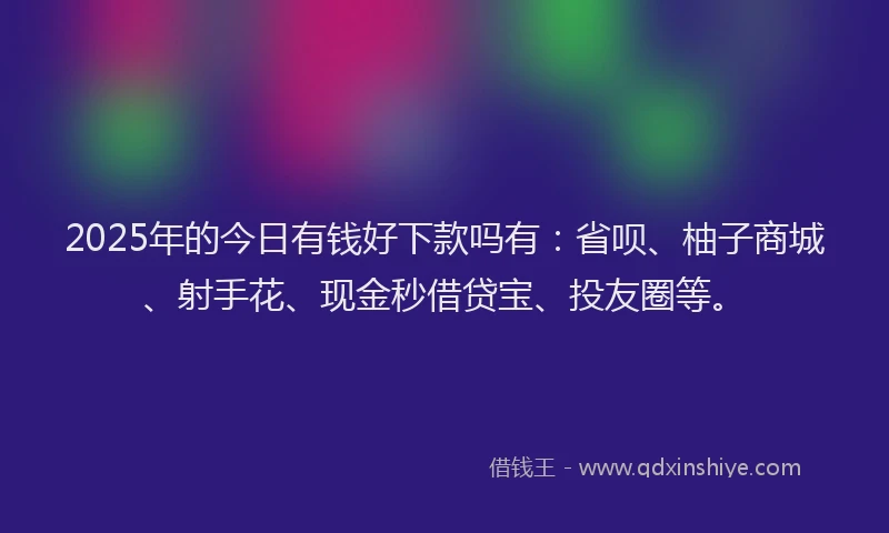 2025年的今日有钱好下款吗有：省呗、柚子商城、射手花、现金秒借贷宝、投友圈等。