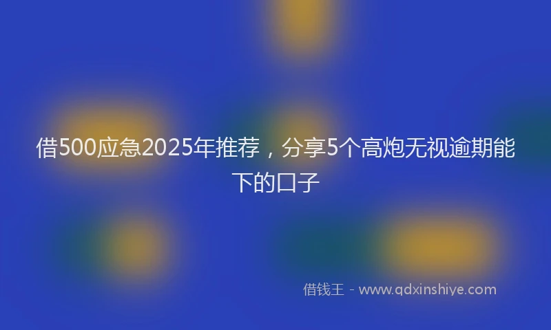 借500应急2025年推荐，分享5个高炮无视逾期能下的口子