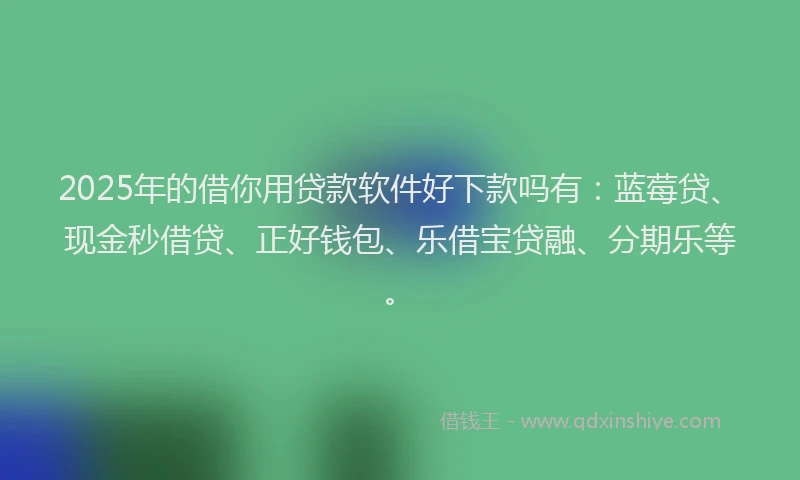 2025年的借你用贷款软件好下款吗有：蓝莓贷、现金秒借贷、正好钱包、乐借宝贷融、分期乐等。