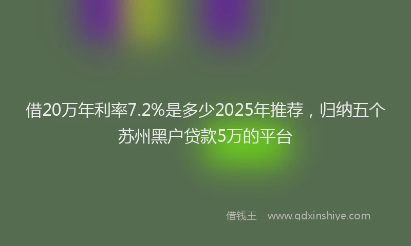 借20万年利率7.2%是多少2025年推荐，归纳五个苏州黑户贷款5万的平台