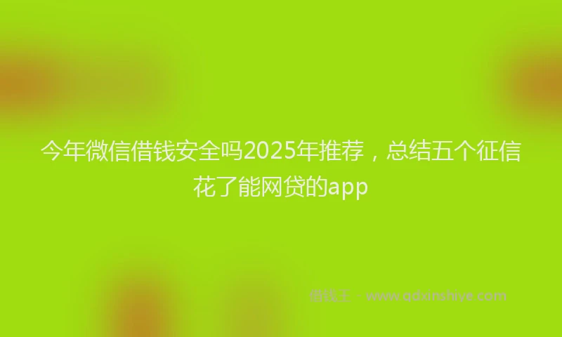 今年微信借钱安全吗2025年推荐，总结五个征信花了能网贷的app