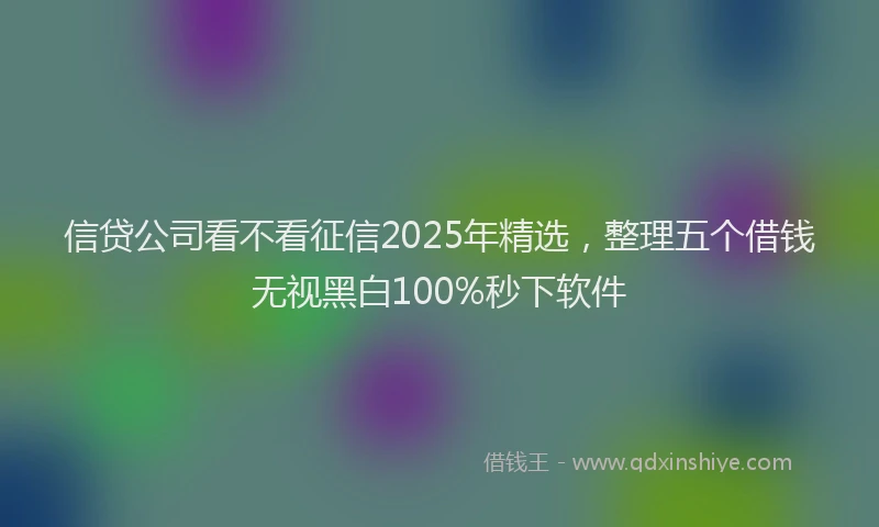 信贷公司看不看征信2025年精选，整理五个借钱无视黑白100%秒下软件