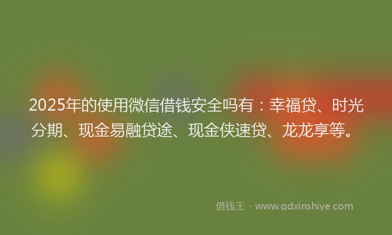 2025年的使用微信借钱安全吗有：幸福贷、时光分期、现金易融贷途、现金侠速贷、龙龙享等。