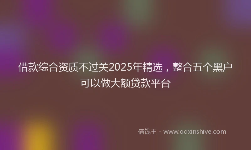 借款综合资质不过关2025年精选，整合五个黑户可以做大额贷款平台