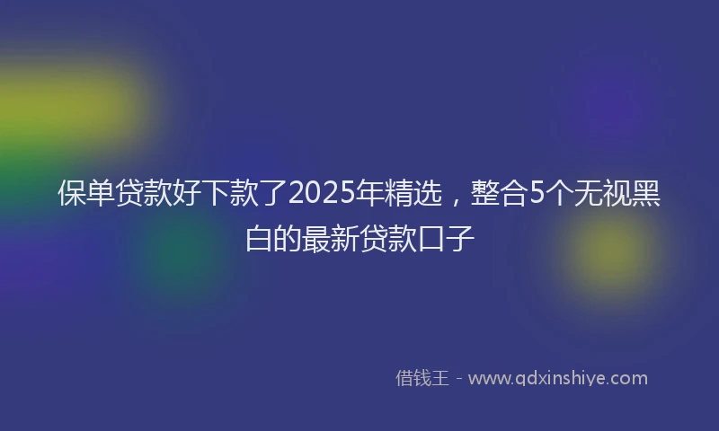 保单贷款好下款了2025年精选，整合5个无视黑白的最新贷款口子