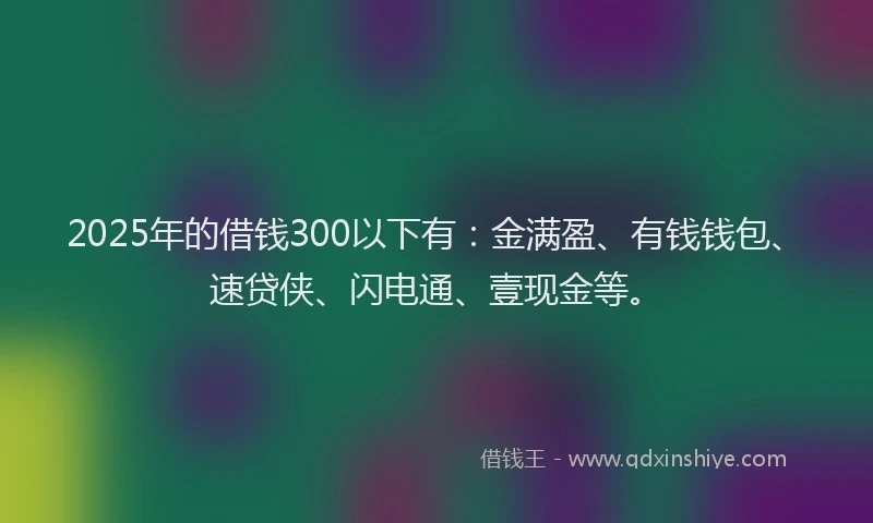 2025年的借钱300以下有：金满盈、有钱钱包、速贷侠、闪电通、壹现金等。