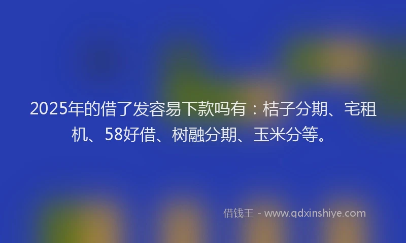 2025年的借了发容易下款吗有：桔子分期、宅租机、58好借、树融分期、玉米分等。